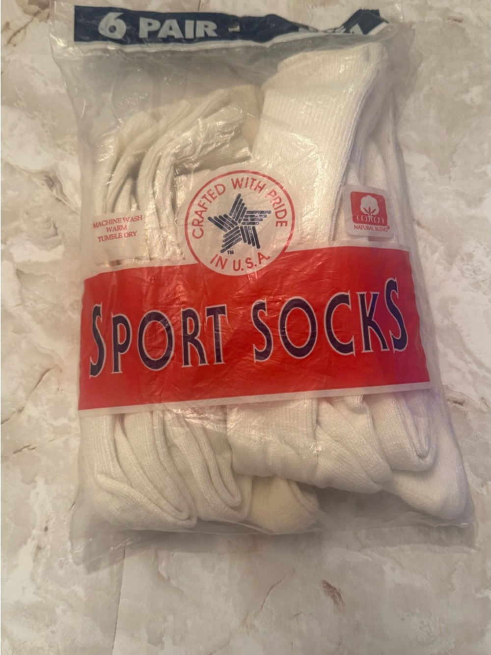Sport Socks - White Athletic Crew Socks (6 Pair)